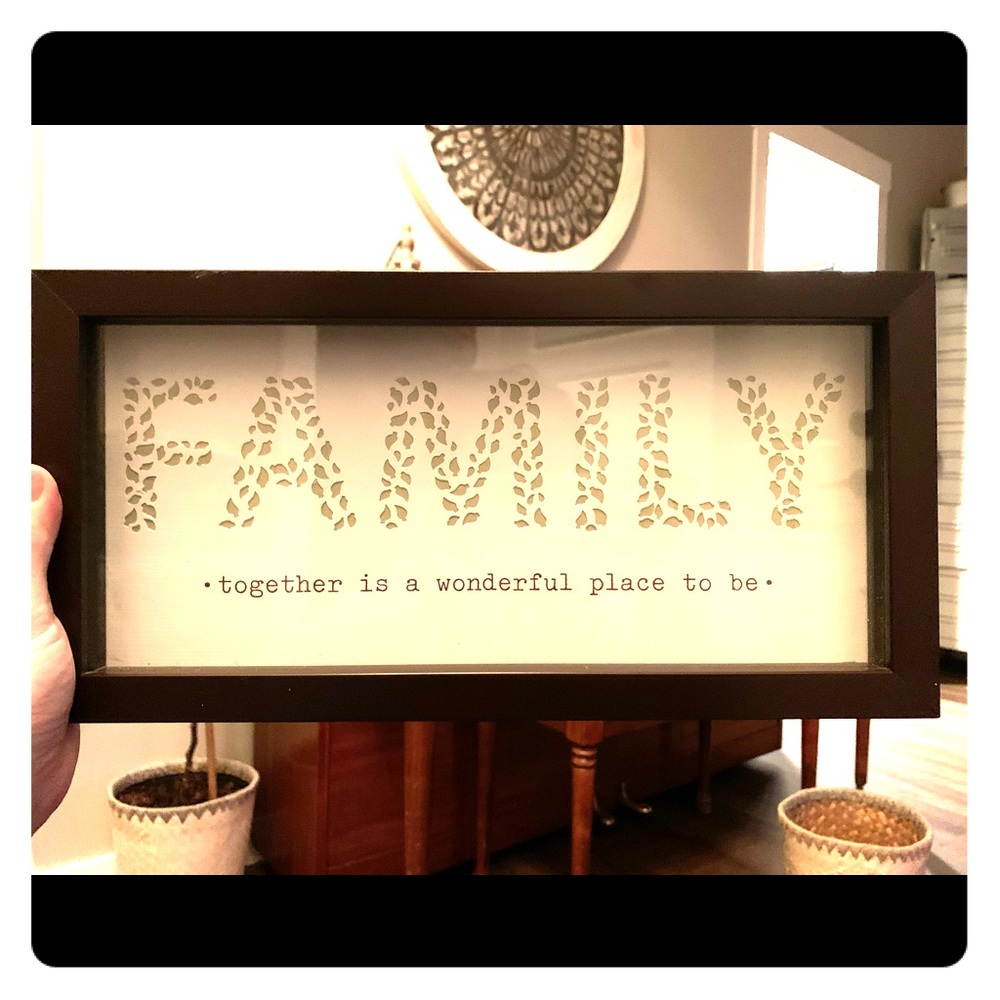 Family wall sign. Wood, glass